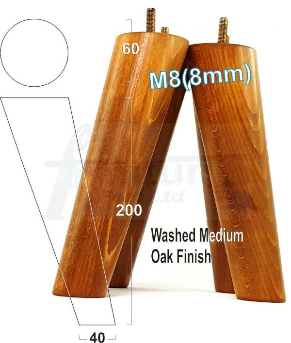 4x WOODEN ANGLED SOFA LEGS 200mm High CHAIR FURNITURE REPLACEMENT FEET M8(8mm) - Image 21