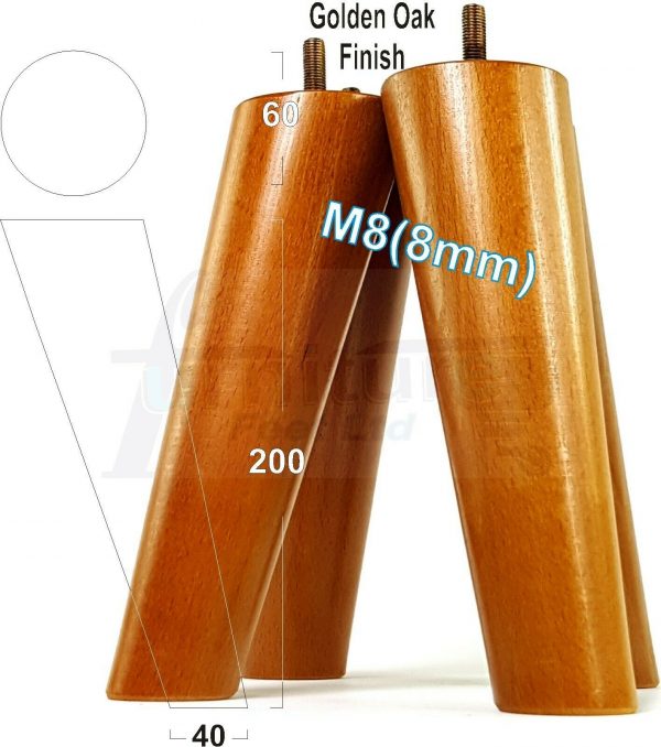 4x WOODEN ANGLED SOFA LEGS 200mm High CHAIR FURNITURE REPLACEMENT FEET M8(8mm) - Image 20