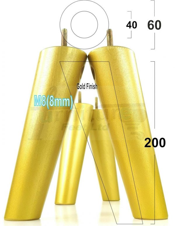 4x WOODEN ANGLED SOFA LEGS 200mm High CHAIR FURNITURE REPLACEMENT FEET M8(8mm) - Image 32
