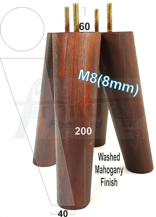 4x WOODEN ANGLED SOFA LEGS 200mm High CHAIR FURNITURE REPLACEMENT FEET M8(8mm) - Image 23