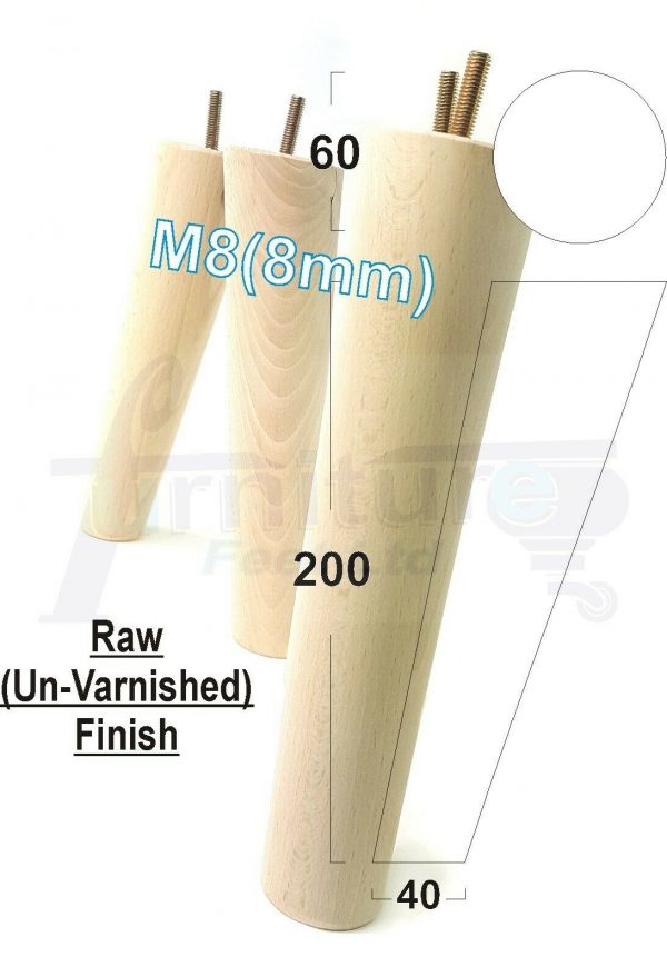 4x WOODEN ANGLED SOFA LEGS 200mm High CHAIR FURNITURE REPLACEMENT FEET M8(8mm) - Image 25