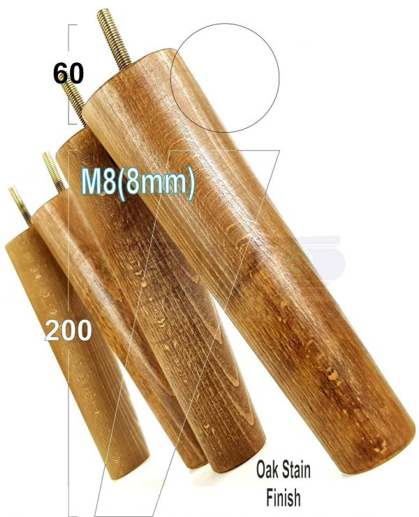 4x WOODEN ANGLED SOFA LEGS 200mm High CHAIR FURNITURE REPLACEMENT FEET M8(8mm) - Image 18