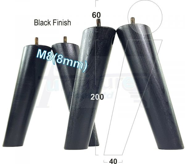 4x WOODEN ANGLED SOFA LEGS 200mm High CHAIR FURNITURE REPLACEMENT FEET M8(8mm) - Image 14