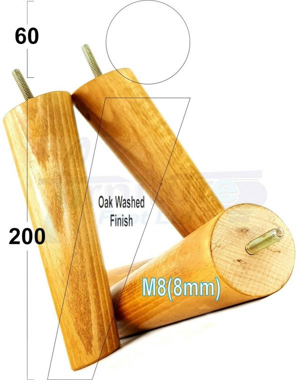 4x WOODEN ANGLED SOFA LEGS 200mm High CHAIR FURNITURE REPLACEMENT FEET M8(8mm) - Image 28