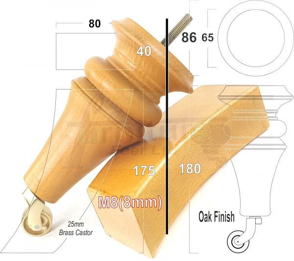 4x Wood Turned Replacement Furniture Legs Sofa, Chair, SetteeFeet 18cm High M8 - Image 19