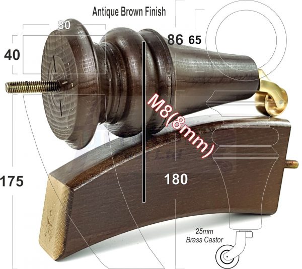 4x Wood Turned Replacement Furniture Legs Sofa, Chair, SetteeFeet 18cm High M8 - Image 4