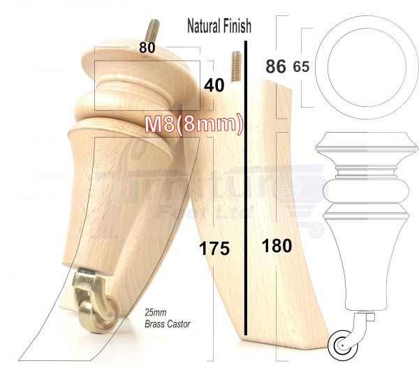 4x Wood Turned Replacement Furniture Legs Sofa, Chair, SetteeFeet 18cm High M8 - Image 18