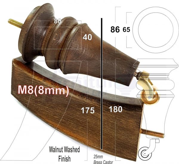 4x Wood Turned Replacement Furniture Legs Sofa, Chair, SetteeFeet 18cm High M8 - Image 11