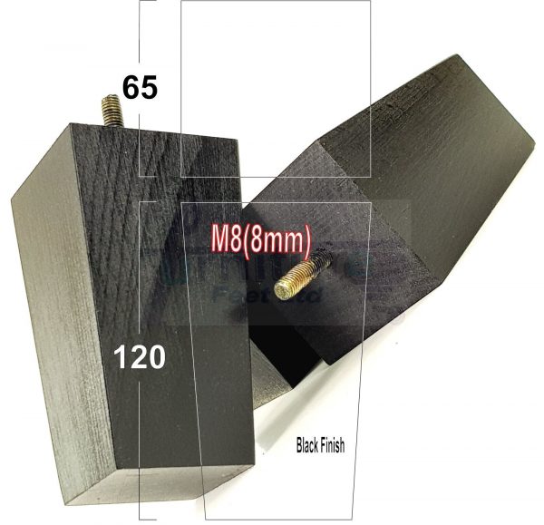 Square Wood Legs Replacement Tapered Furniture Feet 100 - 240mm High M8 Black - Image 11