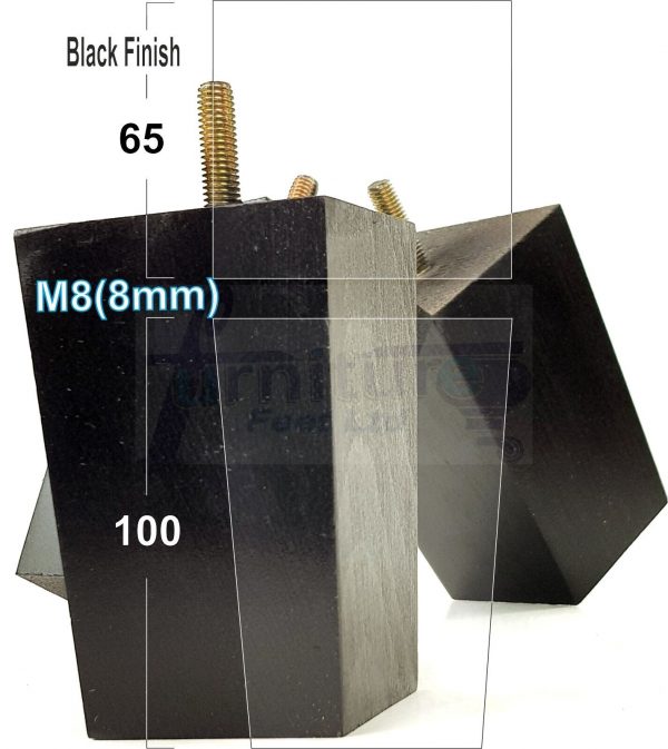 Square Wood Legs Replacement Tapered Furniture Feet 100 - 240mm High M8 Black - Image 10