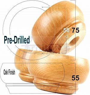 Wooden Leg Sofa Feet 55mm High Oak 4 Replacement Turned Bun Feet Pre Drilled