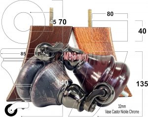 2x Castor Legs & 2x Curved Wood Furniture Replacement Feet M8 Chairs, Sofa 140mm