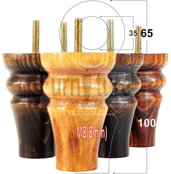4 Replacement Legs Solid Wood Settee Furniture Feet 100mm High Sofa Chair Bed M8 - Image 12