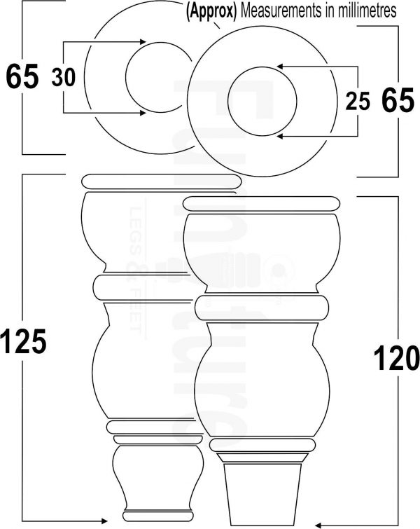 4 Slipper Cup Wood Furniture Settee Legs M8 Replacement Chair, Sofa Feet 165mm - Image 3