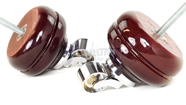 4  Wood Feet Mahogany Turned Furniture Chrome Castor Leg Chair Stool Sofas M8 - Image 7