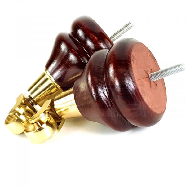 4 Wood Mahogany Brass Castor Furniture Chair Legs M8 Sofa Settee Feet 140mm High - Image 12