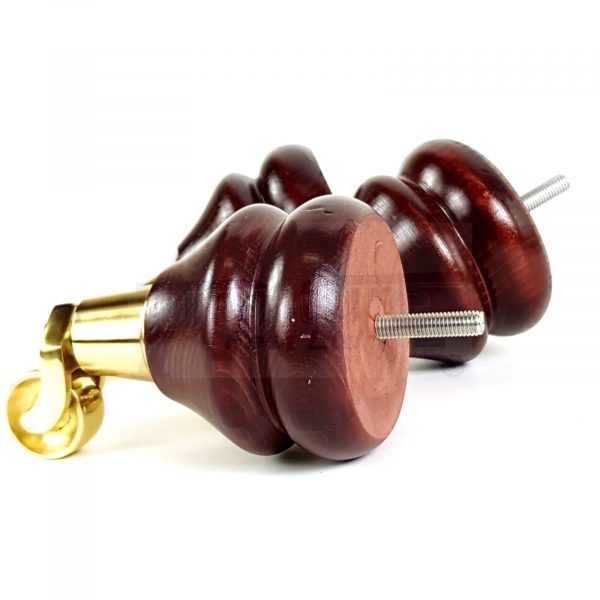 4 Wood Mahogany Brass Castor Furniture Chair Legs M8 Sofa Settee Feet 140mm High - Image 7