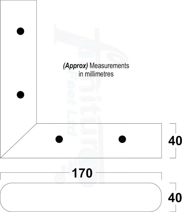 4x Corner Settee Legs 40mm High Chair Furniture Replacement Feet (Pre-Drilled) - Image 3