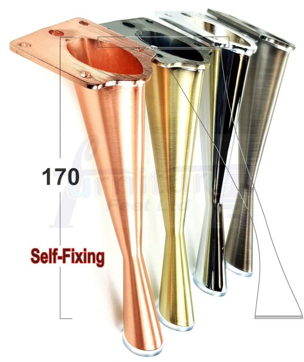 4x Metal Furniture Legs 170mm High Self-Fix for Screws Modern Feet Sofa Chair Cabinet Bed