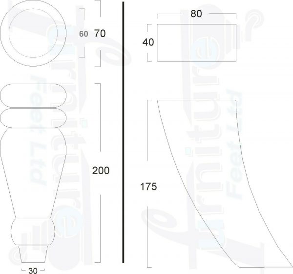 4x REPLACEMENT WOOD FURNITURE SOFA LEGS M8(8mm) CHAIR - SETTEE FEET 200mm HIGH - Image 3