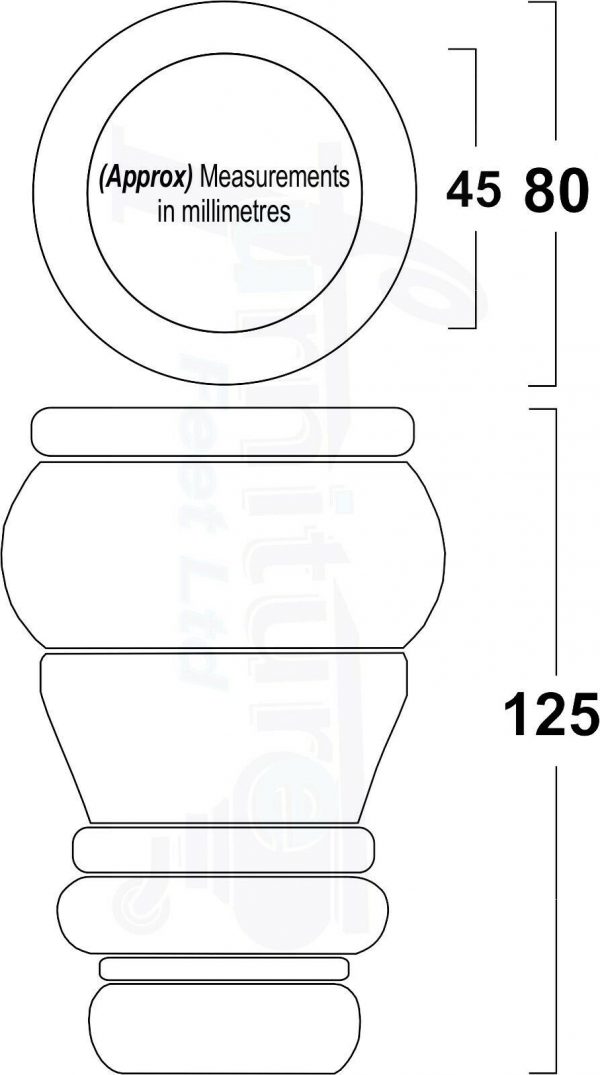 4x TURNED WOOD FURNITURE CHAIR LEGS 125mm High SOFA REPLACEMENT FEET (Pre-Drill) - Image 3