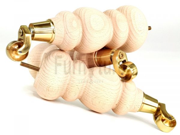 4x Turned Wood Furniture Castor Leg M8 Replacement Feet Chairs Stools Sofa 250mm - Image 7