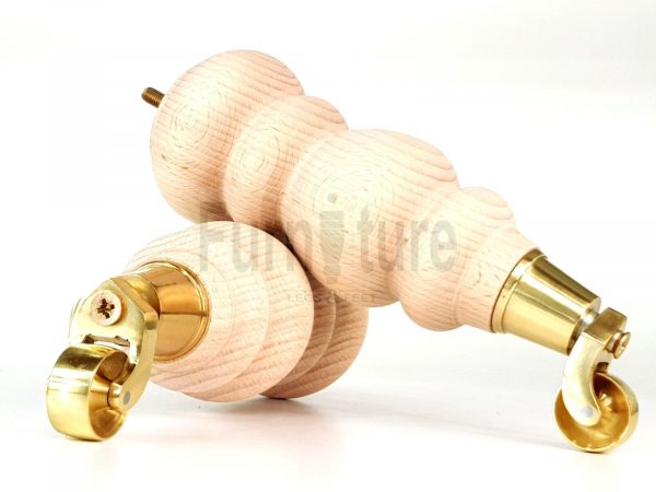4x Turned Wood Furniture Castor Leg M8 Replacement Feet Chairs Stools Sofa 250mm - Image 9