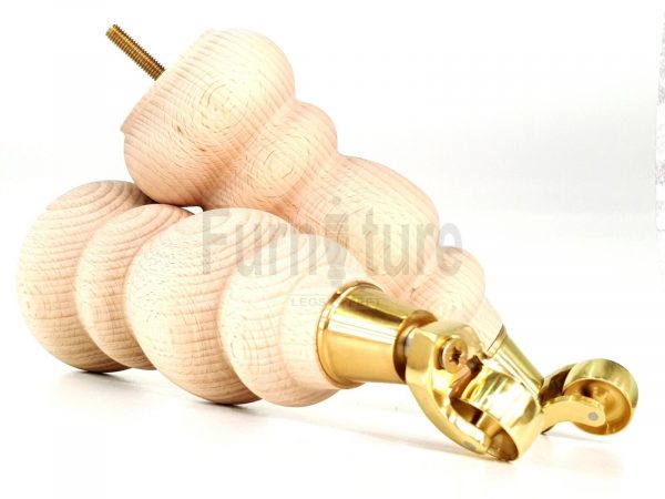 4x Turned Wood Furniture Castor Leg M8 Replacement Feet Chairs Stools Sofa 250mm - Image 10