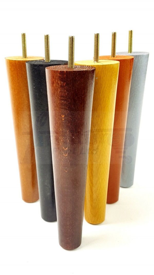 4x WOOD REPLACEMENT FURNITURE CHAIR LEG M8(8mm) TAPERED SETTEE FEET 200mm HIGH - Image 4