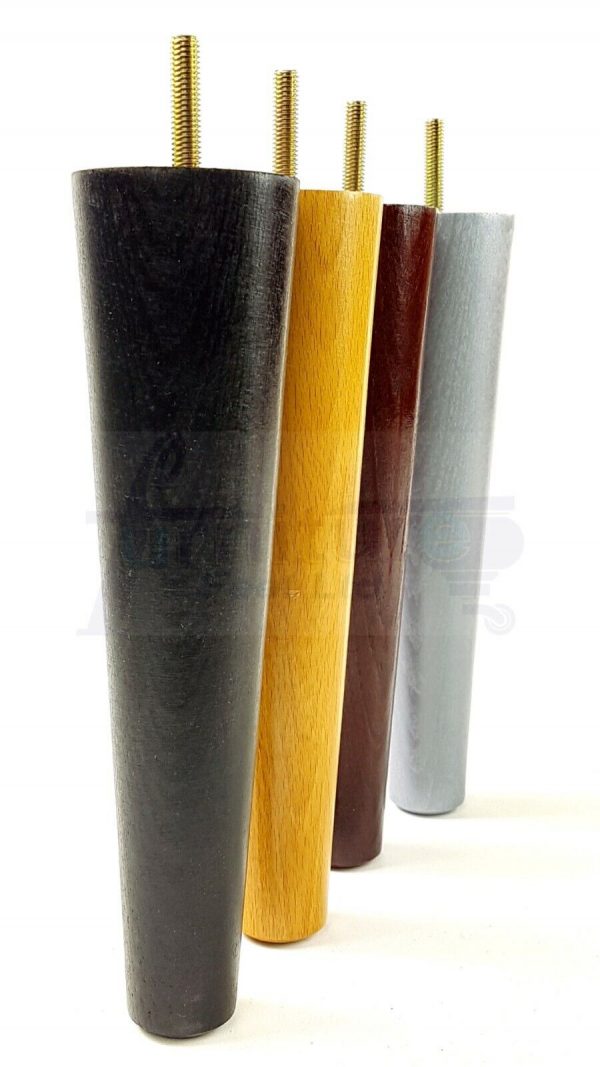 4x WOOD REPLACEMENT FURNITURE CHAIR LEG M8(8mm) TAPERED SETTEE FEET 200mm HIGH - Image 6