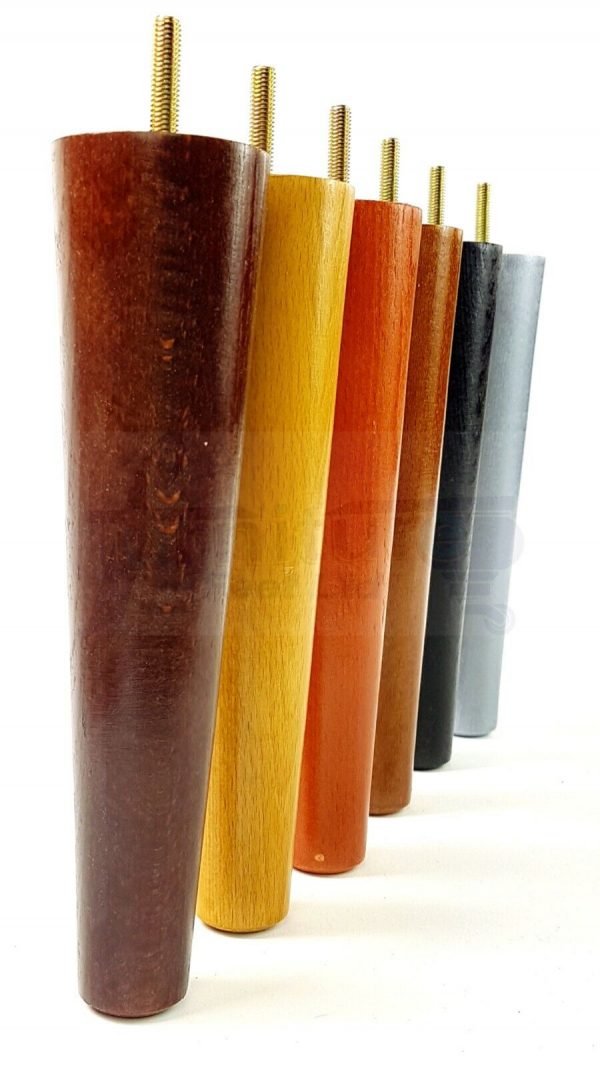 4x WOOD REPLACEMENT FURNITURE CHAIR LEG M8(8mm) TAPERED SETTEE FEET 200mm HIGH - Image 7