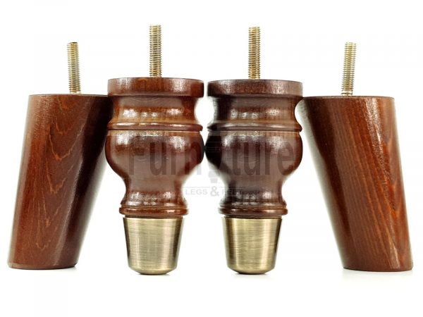 4x Wood Furniture Feet 2 With Brass Slipper Cup M8 Chair Sofa Settee Legs 110mm - Image 4