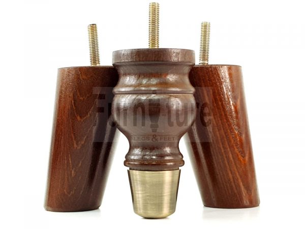 4x Wood Furniture Feet 2 With Brass Slipper Cup M8 Chair Sofa Settee Legs 110mm - Image 5