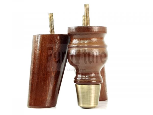 4x Wood Furniture Feet 2 With Brass Slipper Cup M8 Chair Sofa Settee Legs 110mm - Image 6