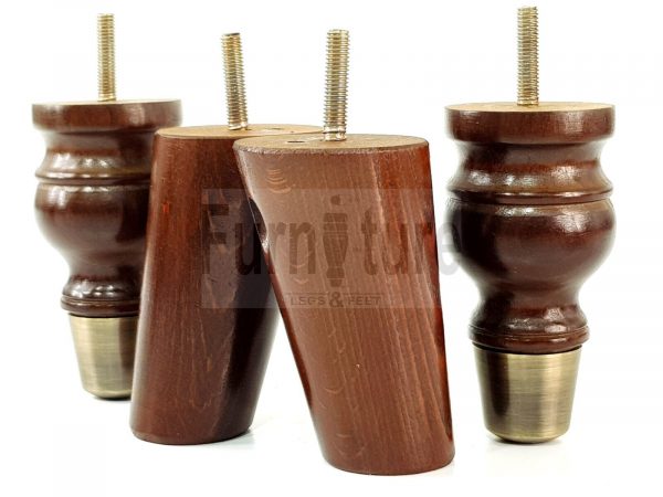 4x Wood Furniture Feet 2 With Brass Slipper Cup M8 Chair Sofa Settee Legs 110mm - Image 8