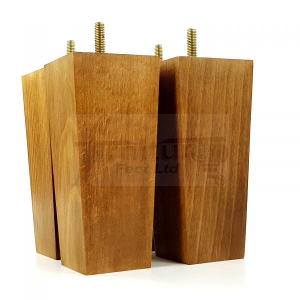 Square Wood Legs Replacement Furniture Feet 100 - 240mm High M8 Dark OakWash - Image 4