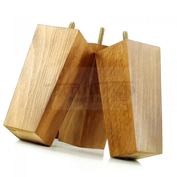 Square Wood Legs Replacement Furniture Feet 100 - 240mm High M8 Dark OakWash - Image 5