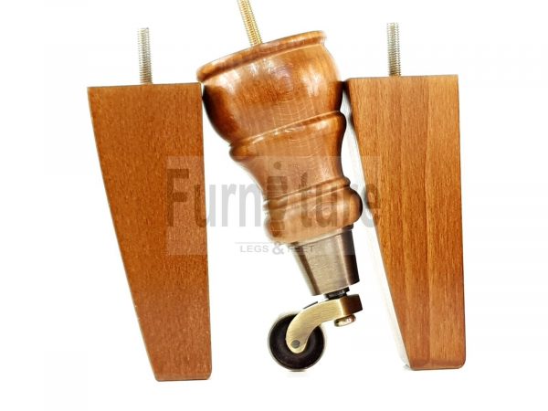2x Wooden Castor Furniture Sofa Legs & 2x Curved M8 Chair Settee Feet 160mm High - Image 15