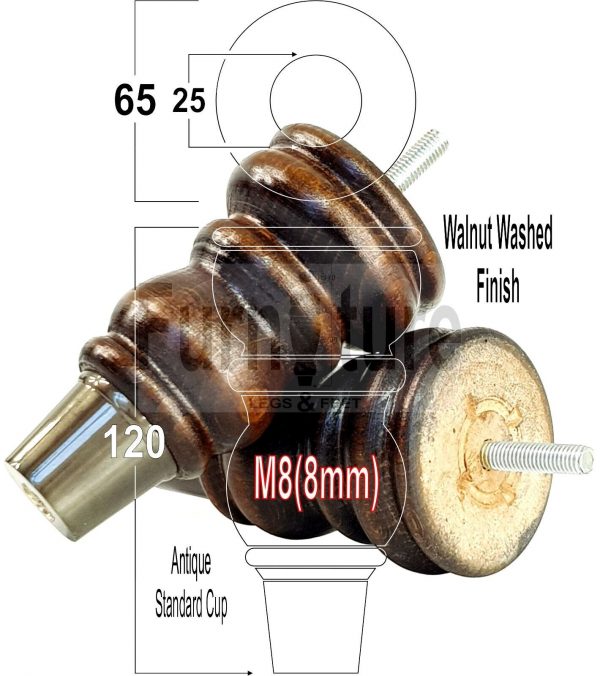 4 Slipper Cup Wood Furniture Settee Legs M8 Replacement Chair, Sofa Feet 165mm - Image 14
