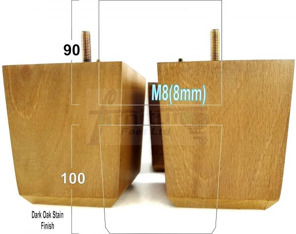 4x BLOCK WOOD SOFA LEGS 100mm High CHAIR FURNITURE REPLACEMENT FEET M8(8mm) - Image 20