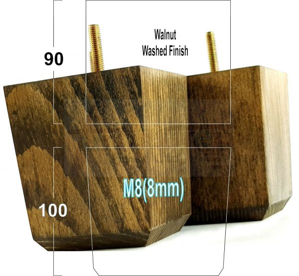 4x BLOCK WOOD SOFA LEGS 100mm High CHAIR FURNITURE REPLACEMENT FEET M8(8mm) - Image 21