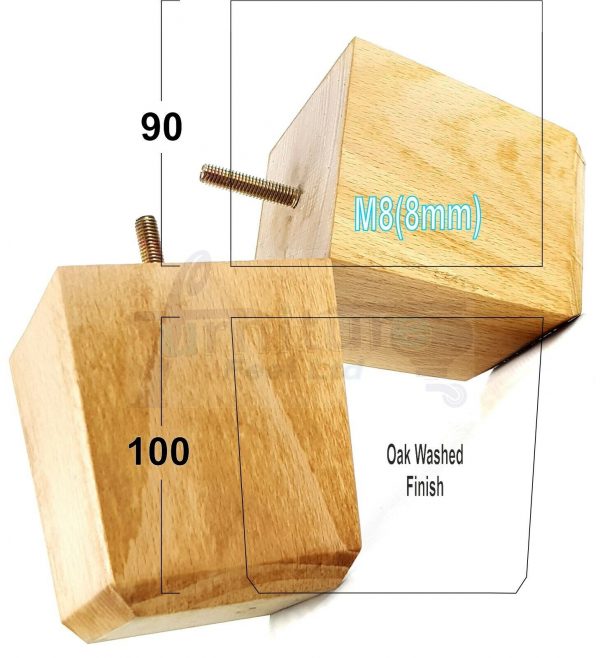 4x BLOCK WOOD SOFA LEGS 100mm High CHAIR FURNITURE REPLACEMENT FEET M8(8mm) - Image 30