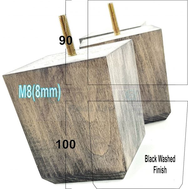 4x BLOCK WOOD SOFA LEGS 100mm High CHAIR FURNITURE REPLACEMENT FEET M8(8mm) - Image 17
