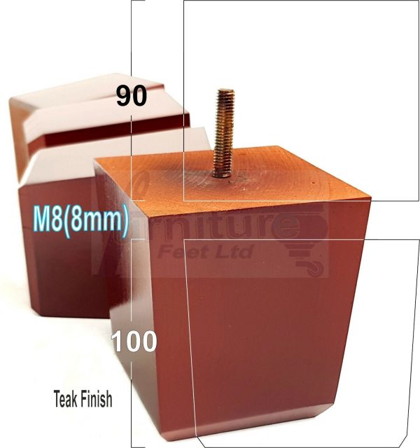 4x BLOCK WOOD SOFA LEGS 100mm High CHAIR FURNITURE REPLACEMENT FEET M8(8mm) - Image 31