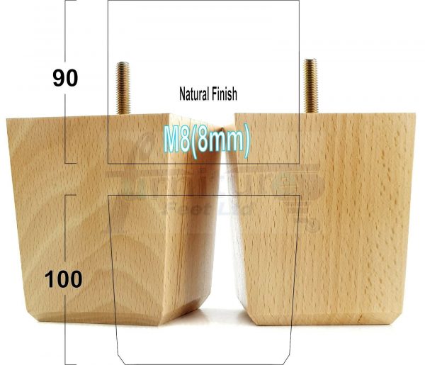 4x BLOCK WOOD SOFA LEGS 100mm High CHAIR FURNITURE REPLACEMENT FEET M8(8mm) - Image 27