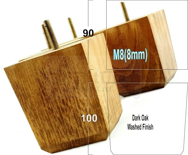 4x BLOCK WOOD SOFA LEGS 100mm High CHAIR FURNITURE REPLACEMENT FEET M8(8mm) - Image 19