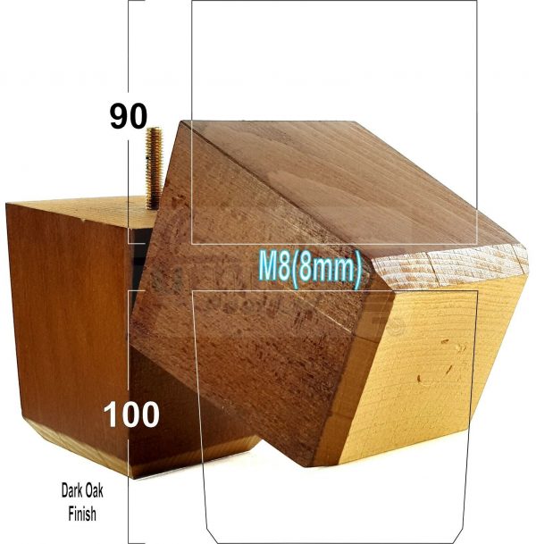 4x BLOCK WOOD SOFA LEGS 100mm High CHAIR FURNITURE REPLACEMENT FEET M8(8mm) - Image 18
