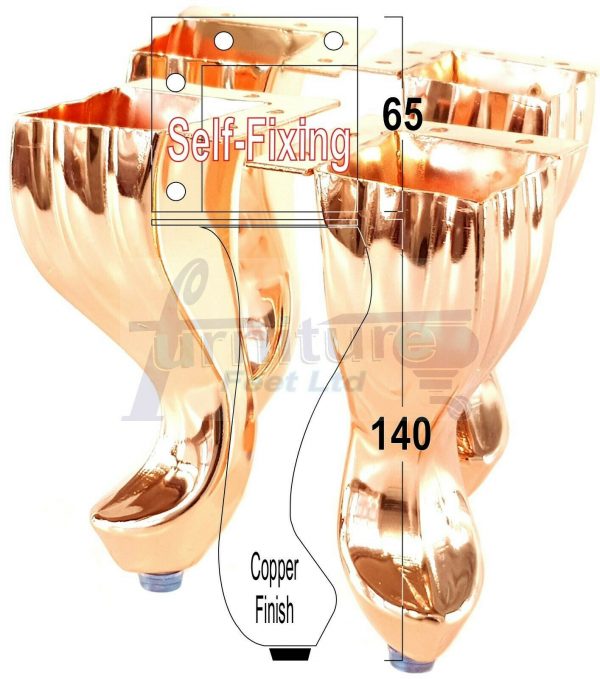 4x METAL FURNITURE LEGS 140mm HIGH SELF-FIXING FEET FOR SOFA CHAIR CABINETS BED - Image 13