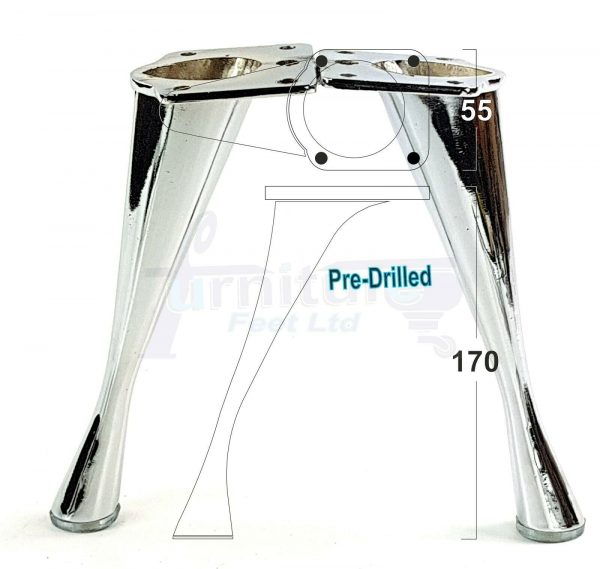 4x Metal Furniture Legs 170mm High Self-Fix for Screws Modern Feet Sofa Chair Cabinet Bed - Image 8