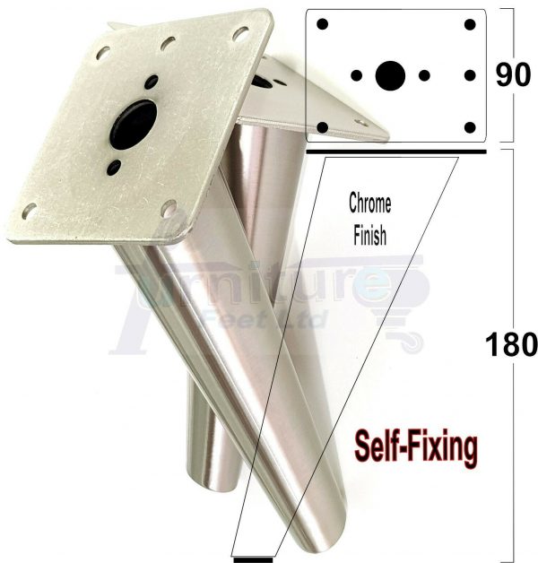 4x METAL FURNITURE LEGS 180mm HIGH SELF-FIXING FEET FOR SOFA CHAIR CABINETS BED - Image 11